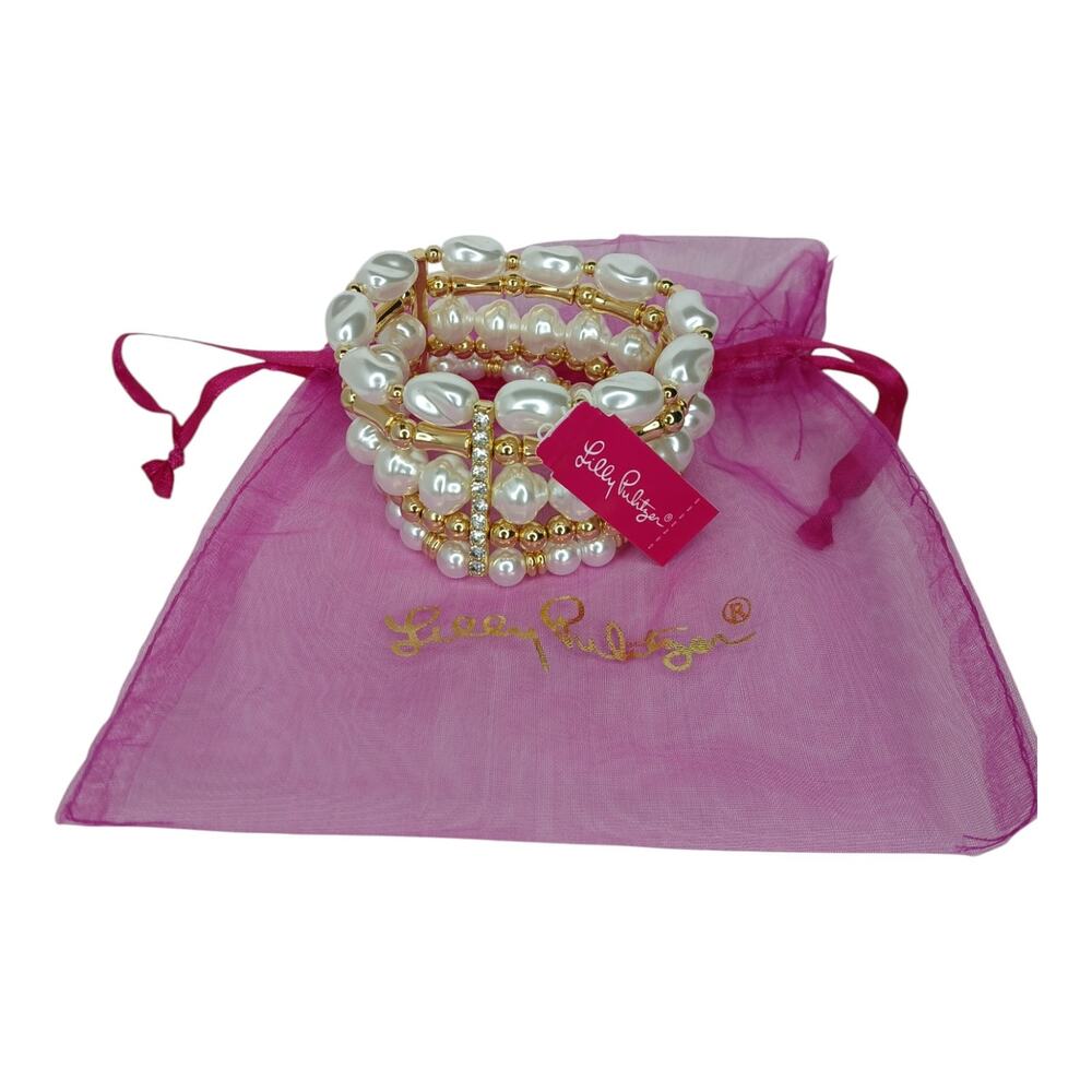 Lilly Pulitzer Faux Pearls and Beads 5-Layer Bracelet w/ Rhinestones Accents NWT